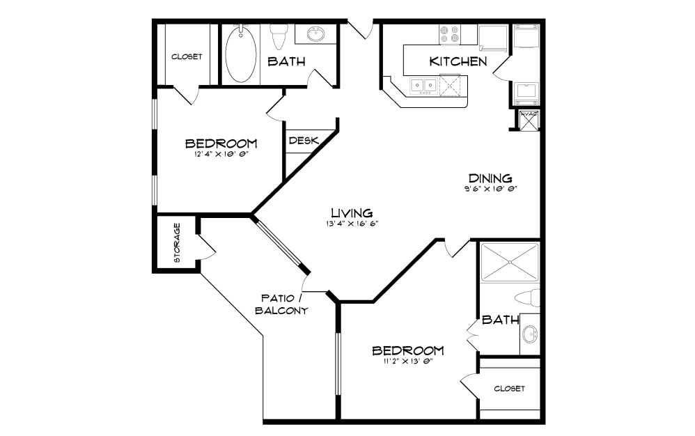 A3.P6 - 1 bedroom floorplan layout with 1 bathroom and 781 square feet